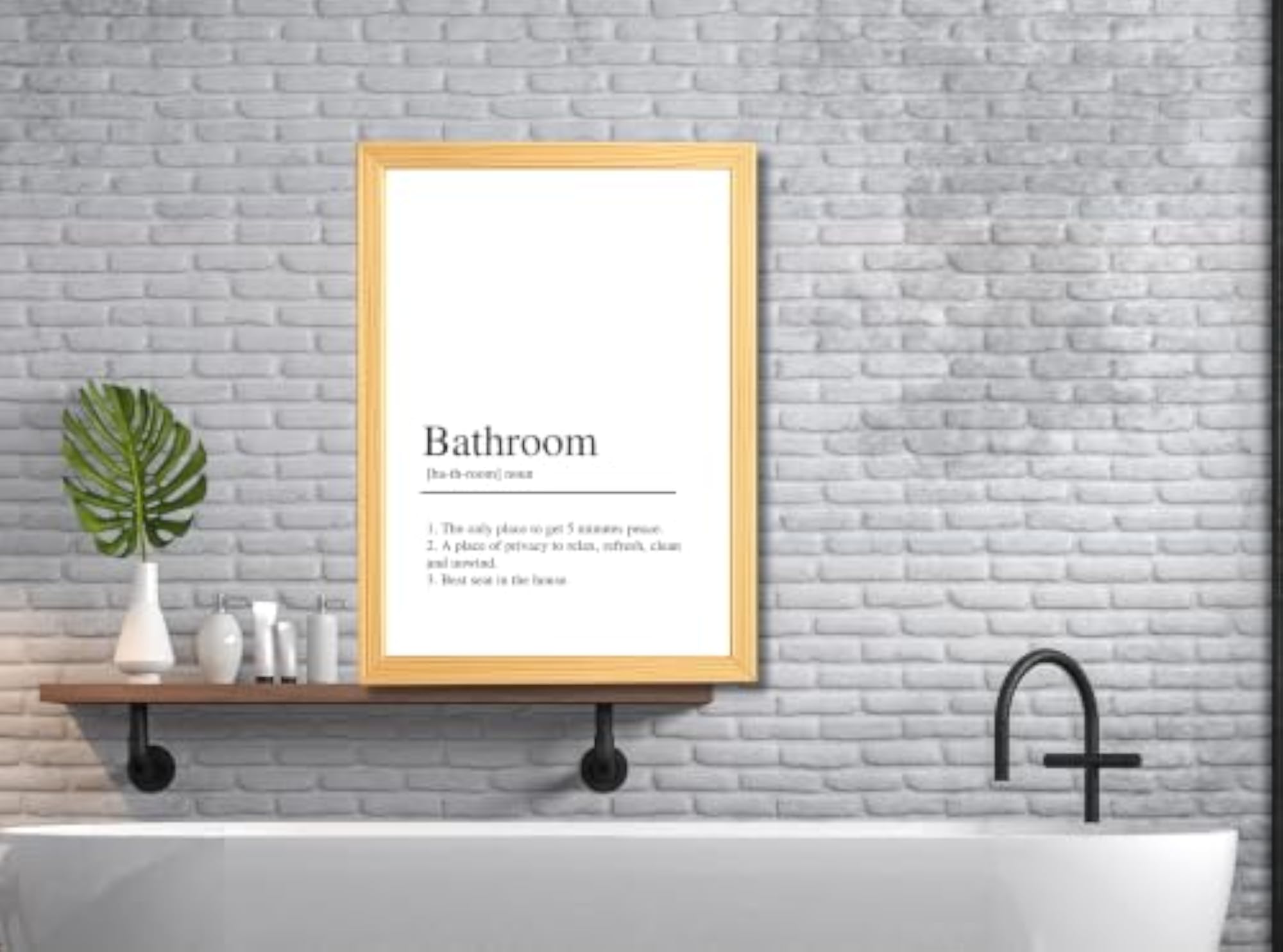 Funny Bathroom Wall Art Frame, Humorous Typography